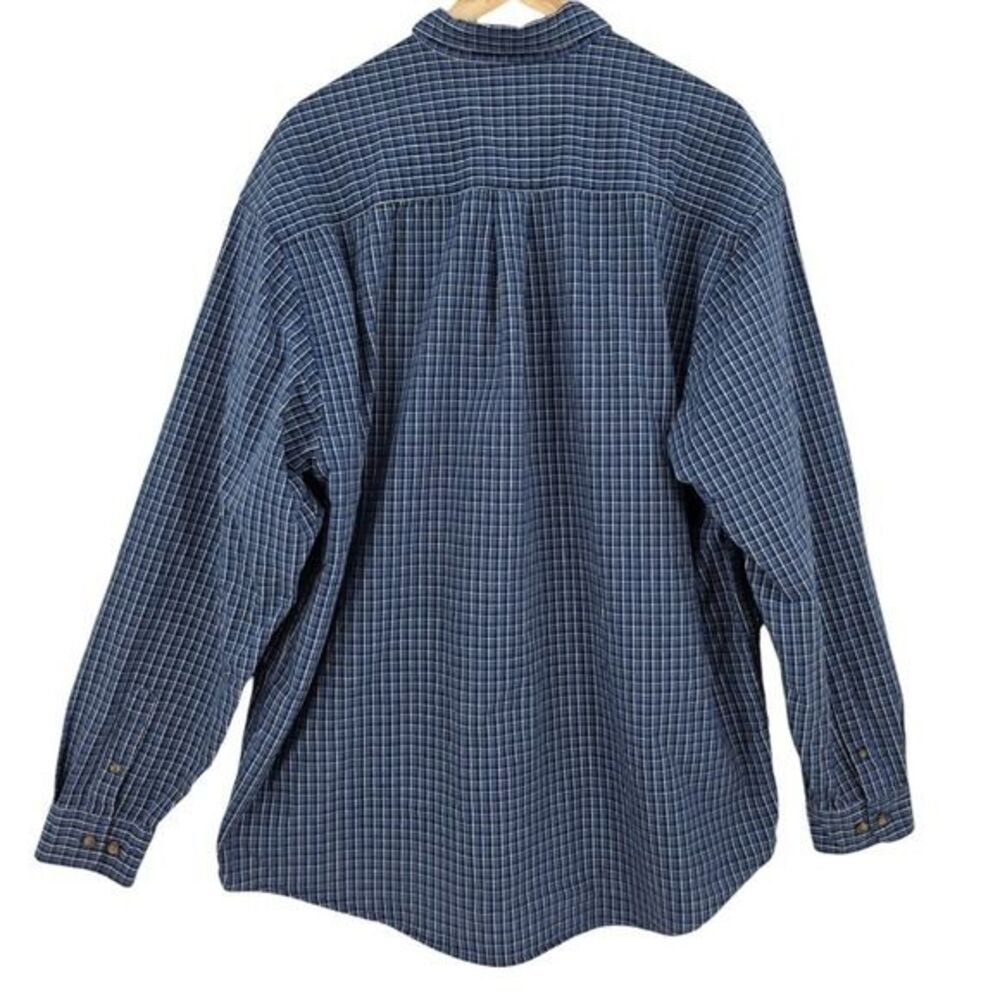 Eddie Bauer Mens XL Tall Long Sleeve Button Down Blue Plaid Shirt - Picture 4 of 9